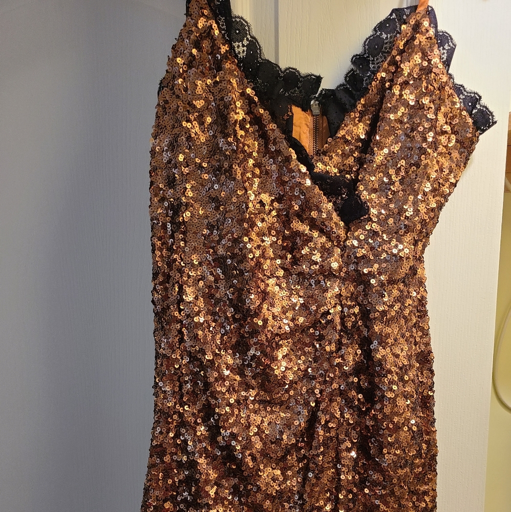 French Connection bronze sequin dress 10